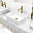 thumbnail image 1 of VIGO Matte Stone Marigold Composite Rectangular Vessel Bathroom Sink in White with Faucet and Pop-Up Drain in Matte Gold, 1 of 10