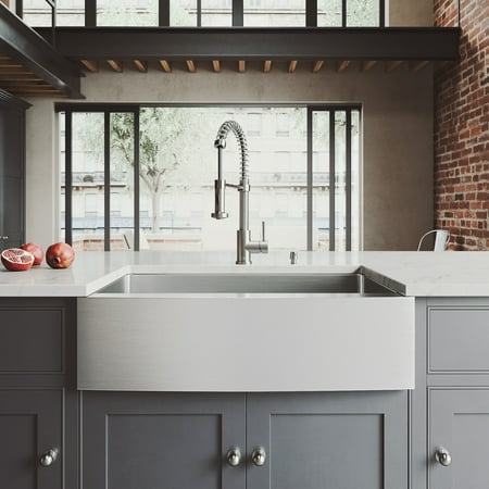 VIGO Matte Stone Matte Stone Kitchen Sink with Faucet in Matte Gold
