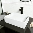 thumbnail image 1 of VIGO Matte Stone Montauk Composite Rectangular Vessel Bathroom Sink in White with Amada Faucet and Drain in Matte Black, 1 of 11