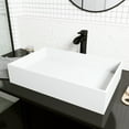 thumbnail image 1 of VIGO Matte Stone Montauk Composite Rectangular Vessel Bathroom Sink in White with Niko Faucet and Drain in Matte Black, 1 of 11