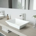thumbnail image 1 of VIGO Matte Stone Vinca Composite Rectangular Vessel Bathroom Sink in White with Faucet and Pop-Up Drain in Brushed Nickel, 1 of 10