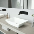 thumbnail image 1 of VIGO Matte Stone Vinca Composite Rectangular Vessel Bathroom Sink in White with Titus Faucet and Pop-Up Drain in Matte Black, 1 of 12