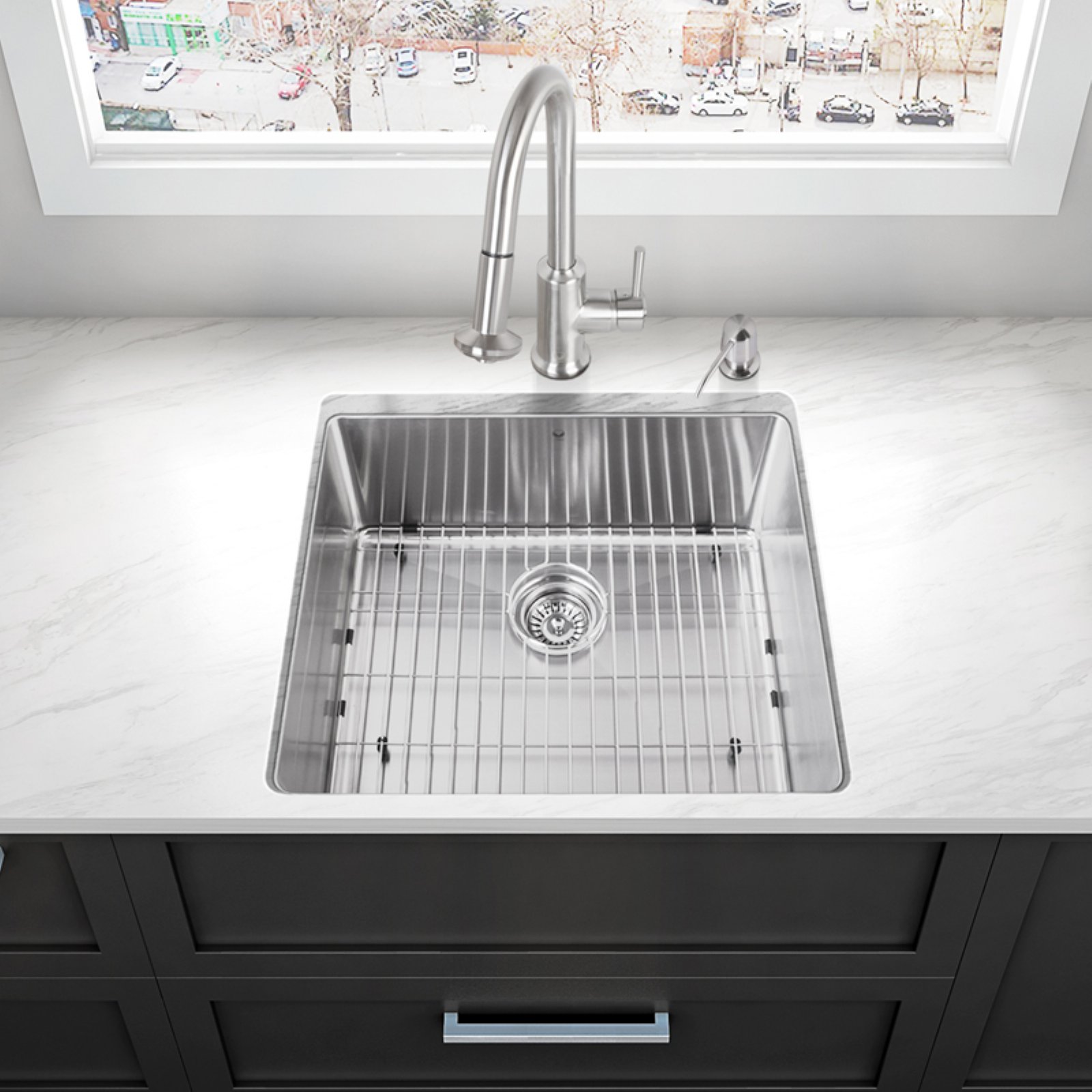 VIGO Mercer Stainless Steel Undermount Kitchen Sink with Accessories 24
