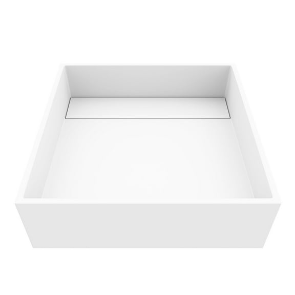 VIGO Montauk Modern White Matte Stone 15 in. L x 15 in. W x 5 in. H Square Vessel Bathroom Sink