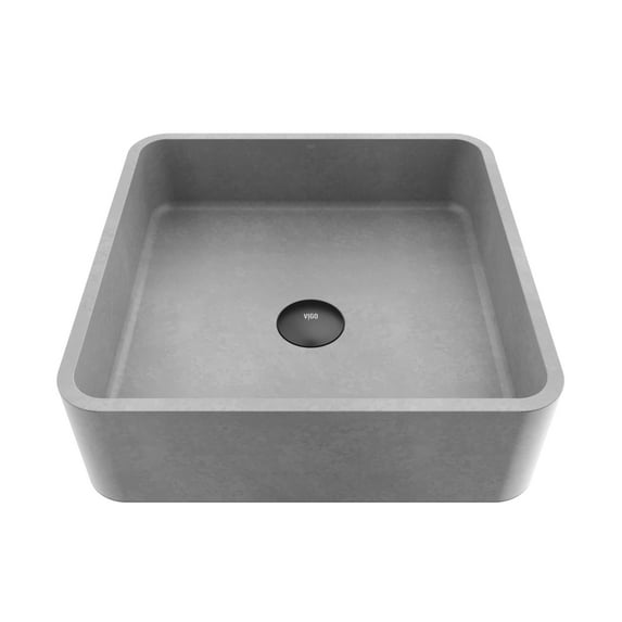 VIGO Navona Gothic Gray Concreto Stone 15 in. L x 15 in. W x 5 in. H Square Vessel Bathroom Sink
