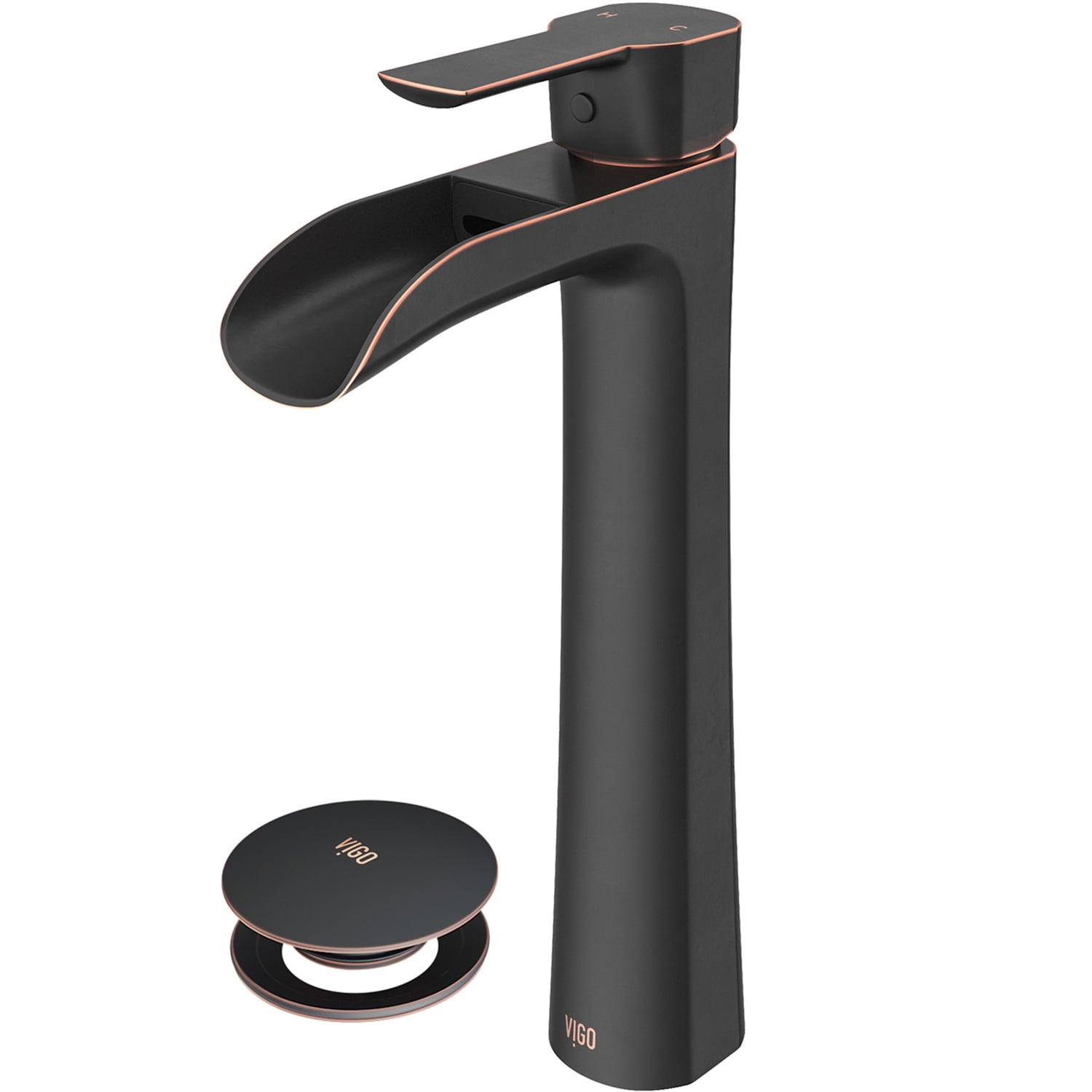 Antique Rubbed Bronze Vessel Sink Faucet with Pop-Up Drain