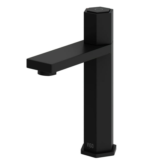 VIGO Nova Button Operated Single-Hole Bathroom Faucet in Matte Black