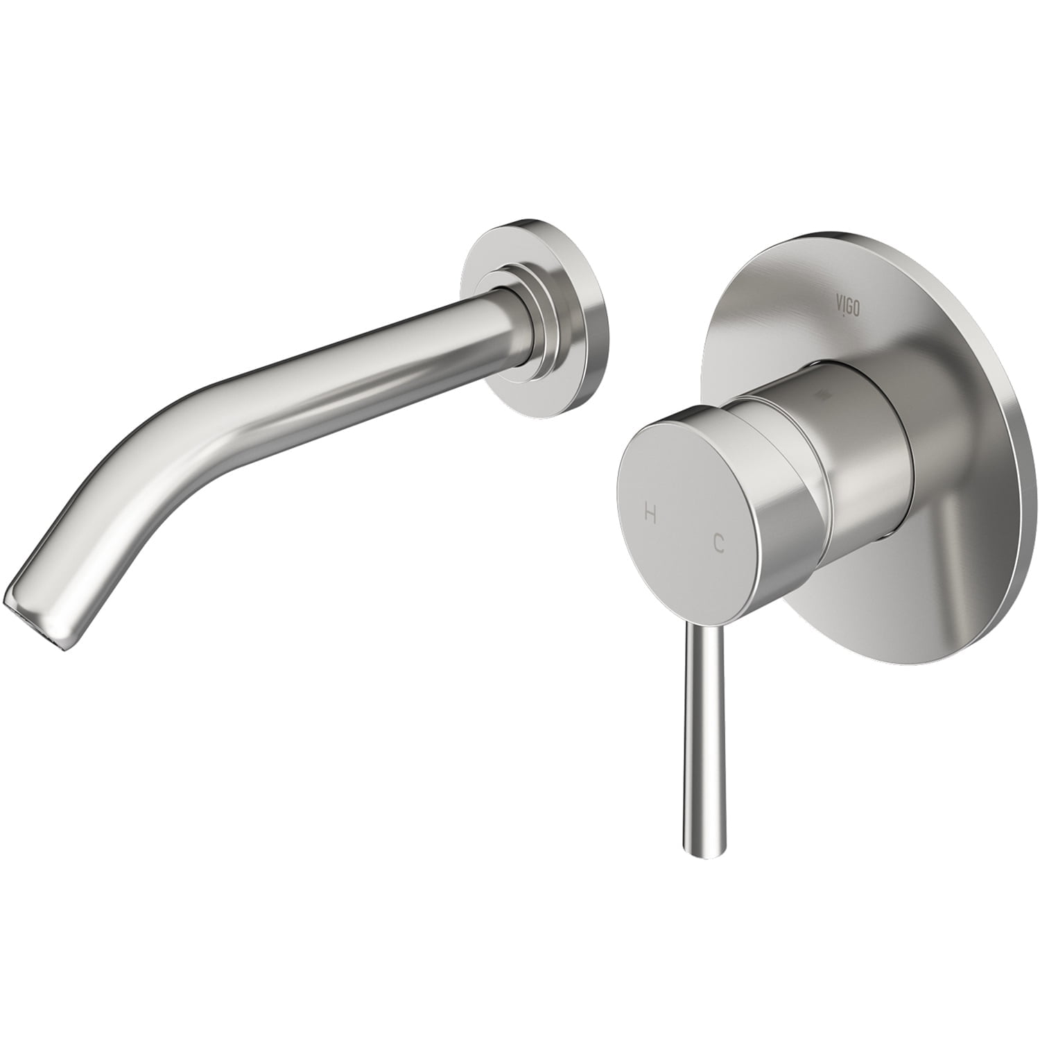 Modern Black and Nickel Wall Mounted Widespread Faucet
