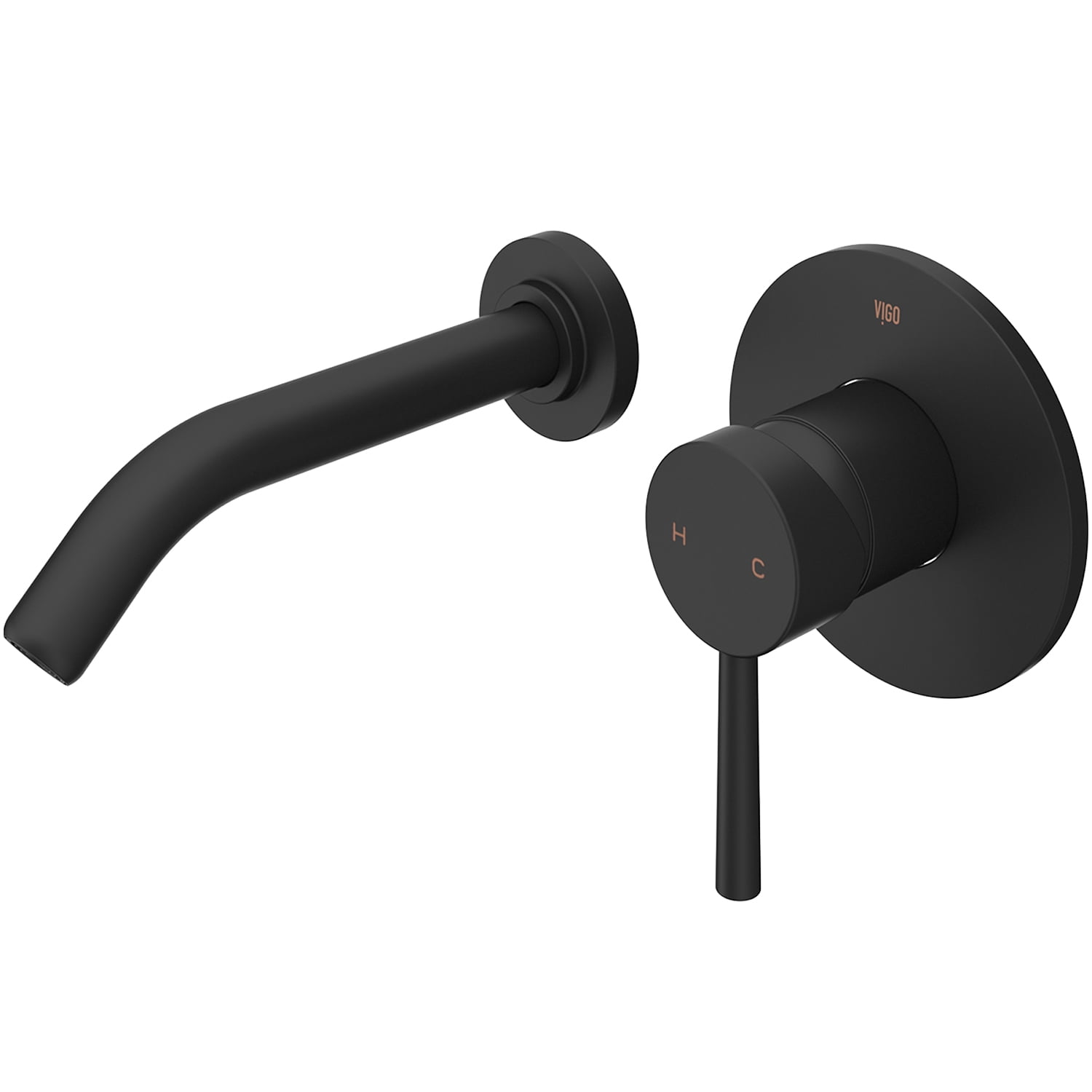 Elegant Olus 4.5" Black Brass Wall-Mounted Modern Bathroom Faucet