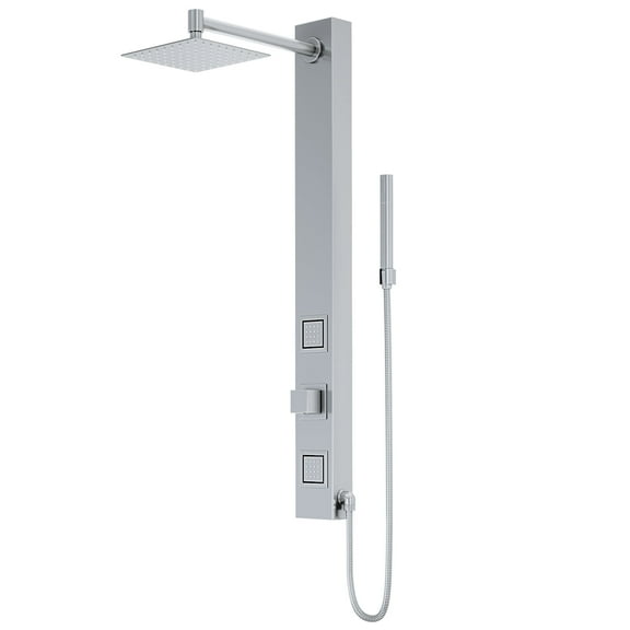 VIGO Orchid 39 in. H x 4 in. W 2-Jet Shower Panel System with Adjustable Square Head and Hand Shower Wand in Stainless Steel