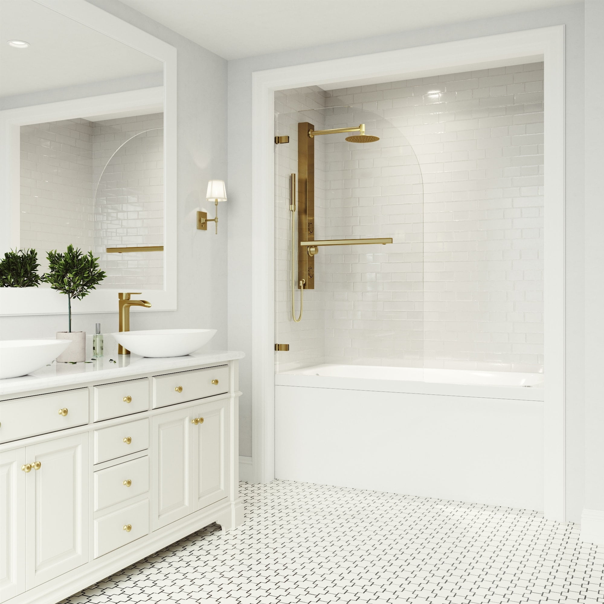 Orion 34" W x 58" H Frameless Hinged Tub Door with Clear Glass