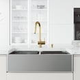 thumbnail image 1 of VIGO Oxford All-in-One Farmhouse Stainless Steel 36 in. 0-Hole 50/50 Double bowl Kitchen Sink with faucet in Matte Gold, 1 of 10