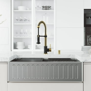 VIGO Oxford Stainless Steel 36 in. Single Bowl Farmhouse Apron-Front Workstation Kitchen Sink with Faucet and Accessories