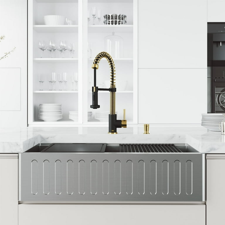 Oxford Stainless Steel 36 in. Single Bowl Slotted Farmhouse Apron-Front Workstation Kitchen Sink with Accessories Oxford Stainless Steel 36 in. Single Bowl Slotted Farmhouse Apron-Front Workstation Kitchen Sink with Accessories