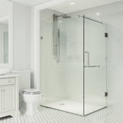 VIGO Pacifica 46 in. L x 34 in. W x 73 in. H Frameless Hinged Rectangle Shower Enclosure in Brushed Nickel with Clear Glass