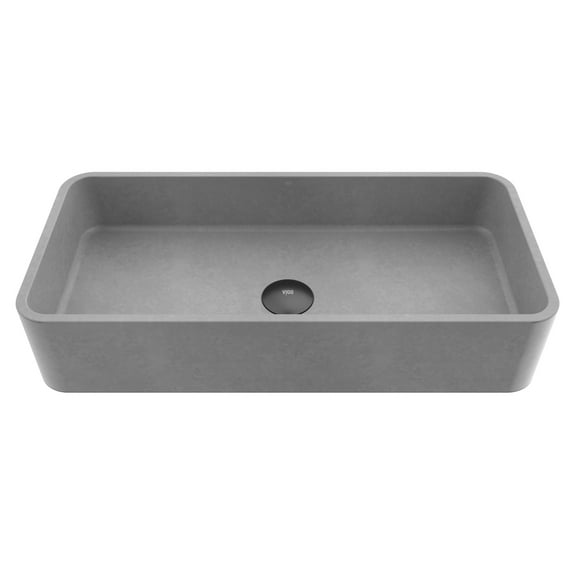VIGO Palazzo Gothic Gray Concreto Stone 24 in. L x 11 in. W x 5 in. H Rectangular Vessel Bathroom Sink
