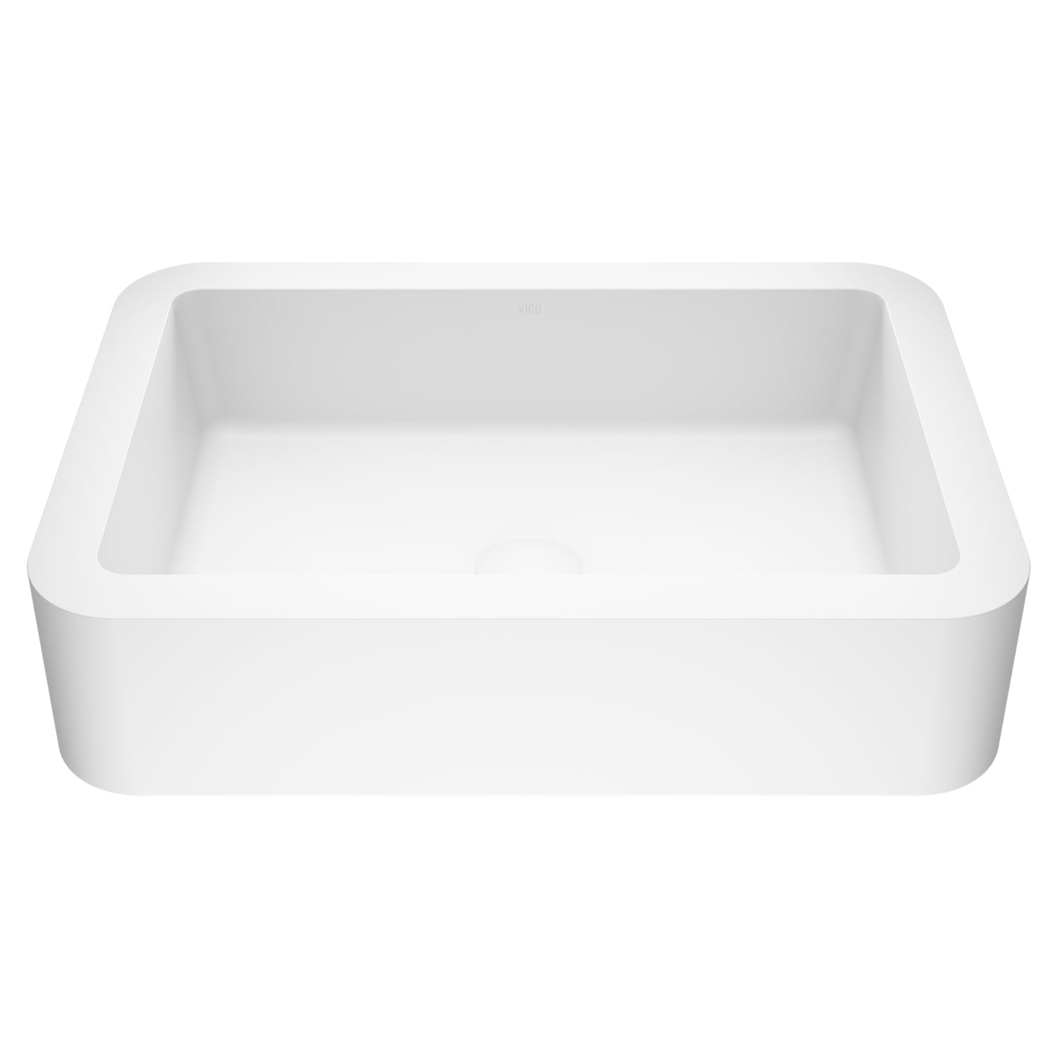 Matte White Stone Rectangular Vessel Sink 23"