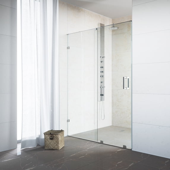 VIGO Ryland 50-inch Frameless Shower Door with .375-in. Clear Glass/Chrome Hardware