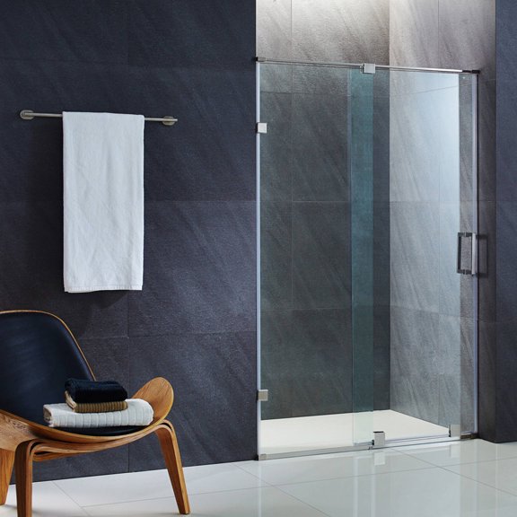 VIGO Ryland 60" Frameless Shower Door, 3/8" Clear Glass/Stainless Steel Hardware