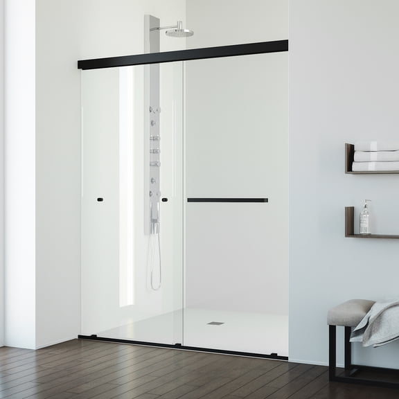 VIGO Satro E-Class Semi-Frameless Double-Sliding Shower Door in Matte Black