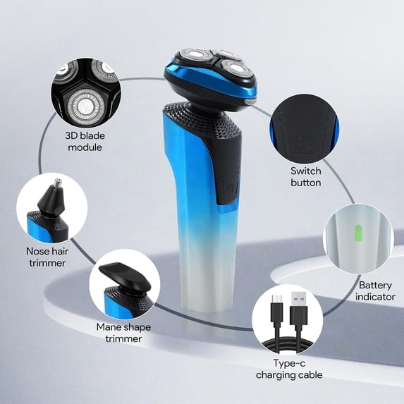 Electric Razor for Men, Rechargeable Waterproof Men Electric Shaver ...