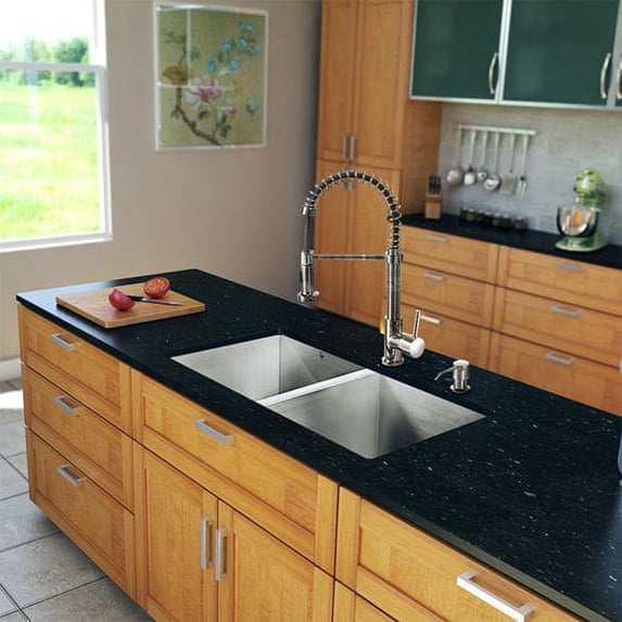 VIGO Suffolk Stainless Steel Kitchen Sink Set with Edison Faucet