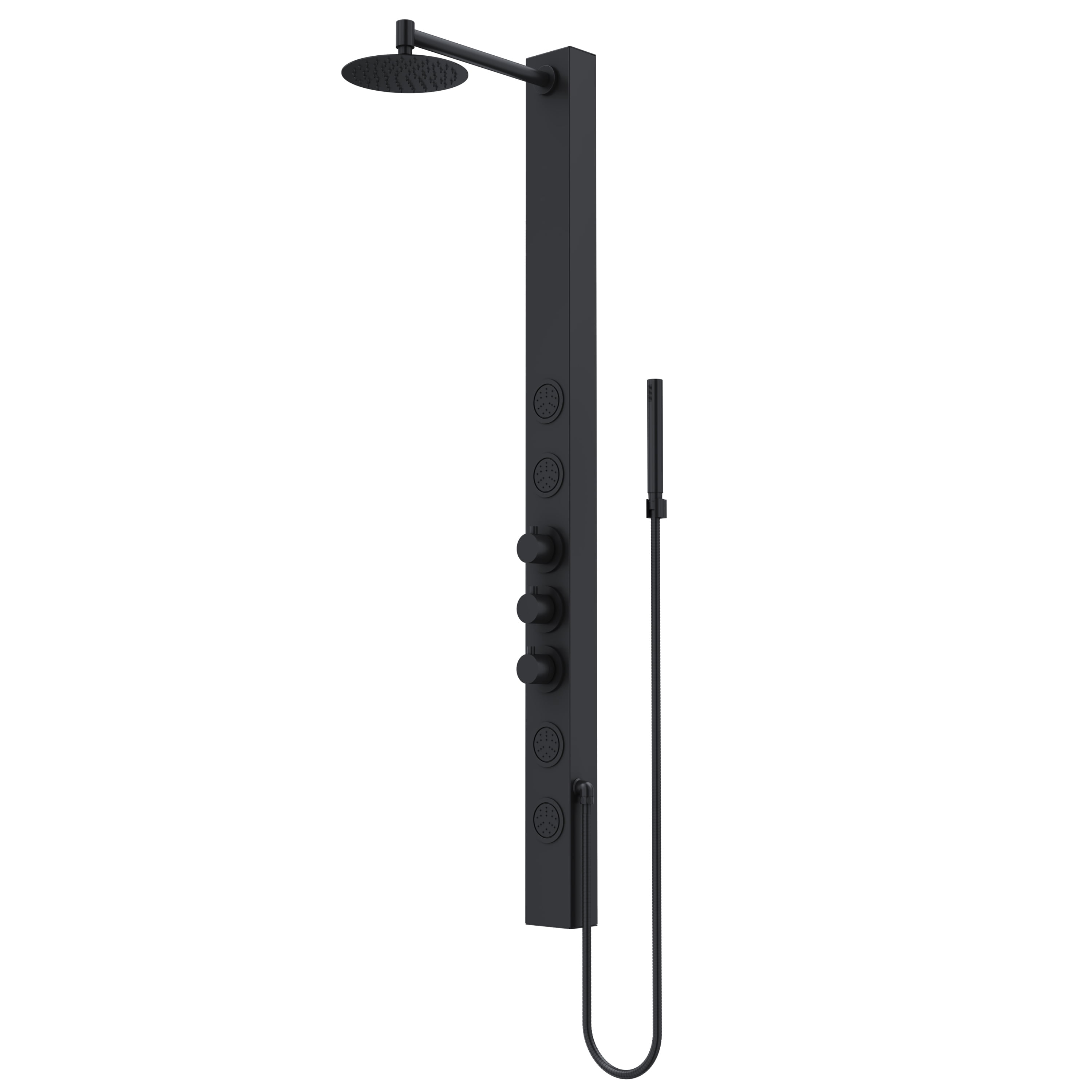Sutton 58" Matte Black Stainless Steel Shower Panel with Hand Shower