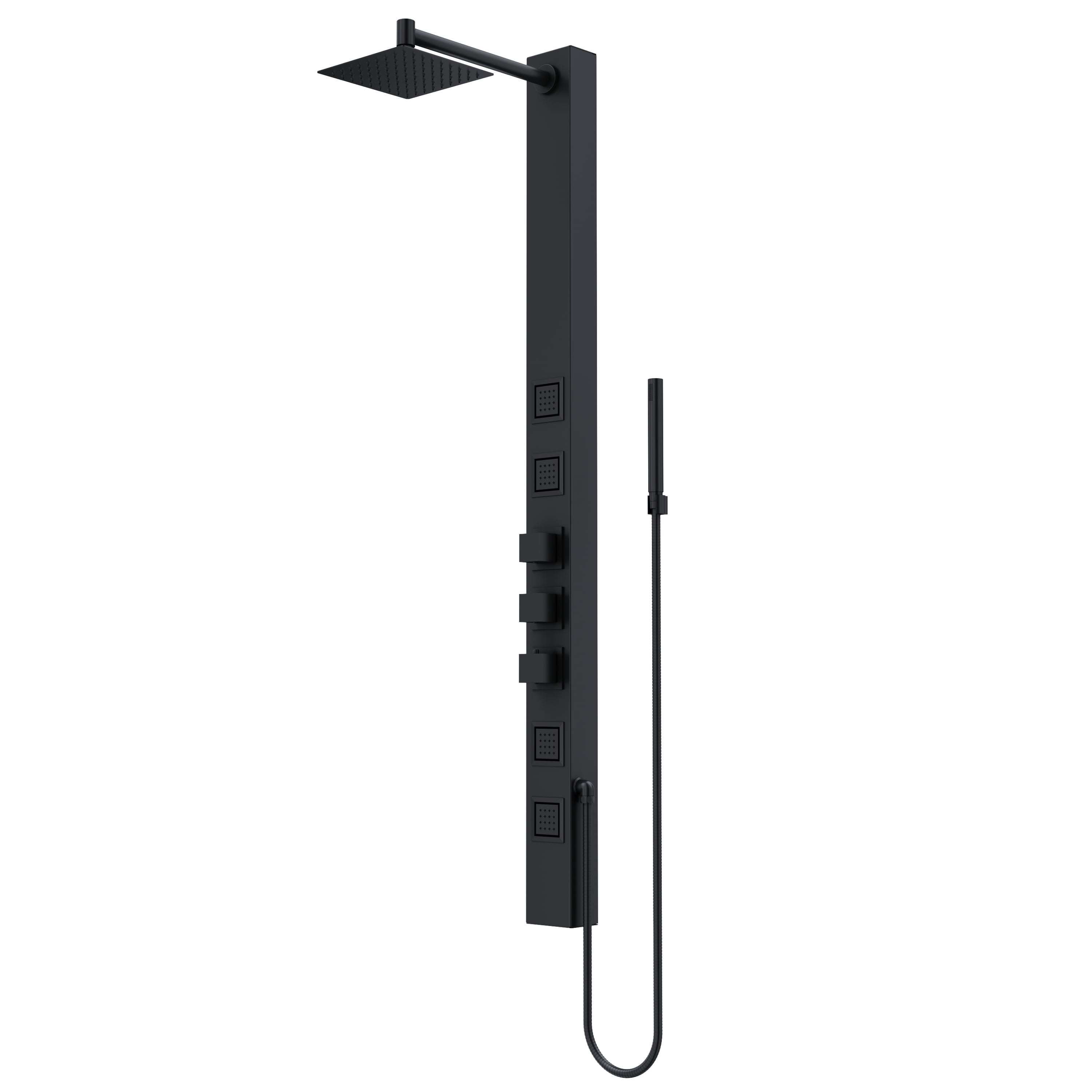 Matte Black 58" Shower Panel with Handheld and Jets