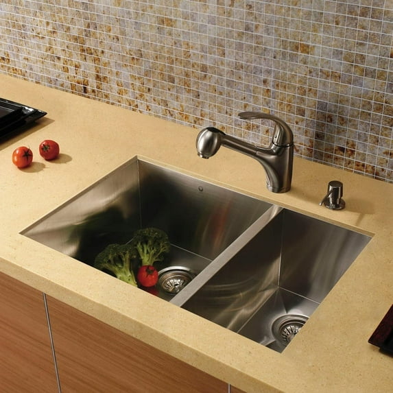 VIGO VG15025 Undermount Stainless Steel Kitchen Sink, Faucet and Dispenser