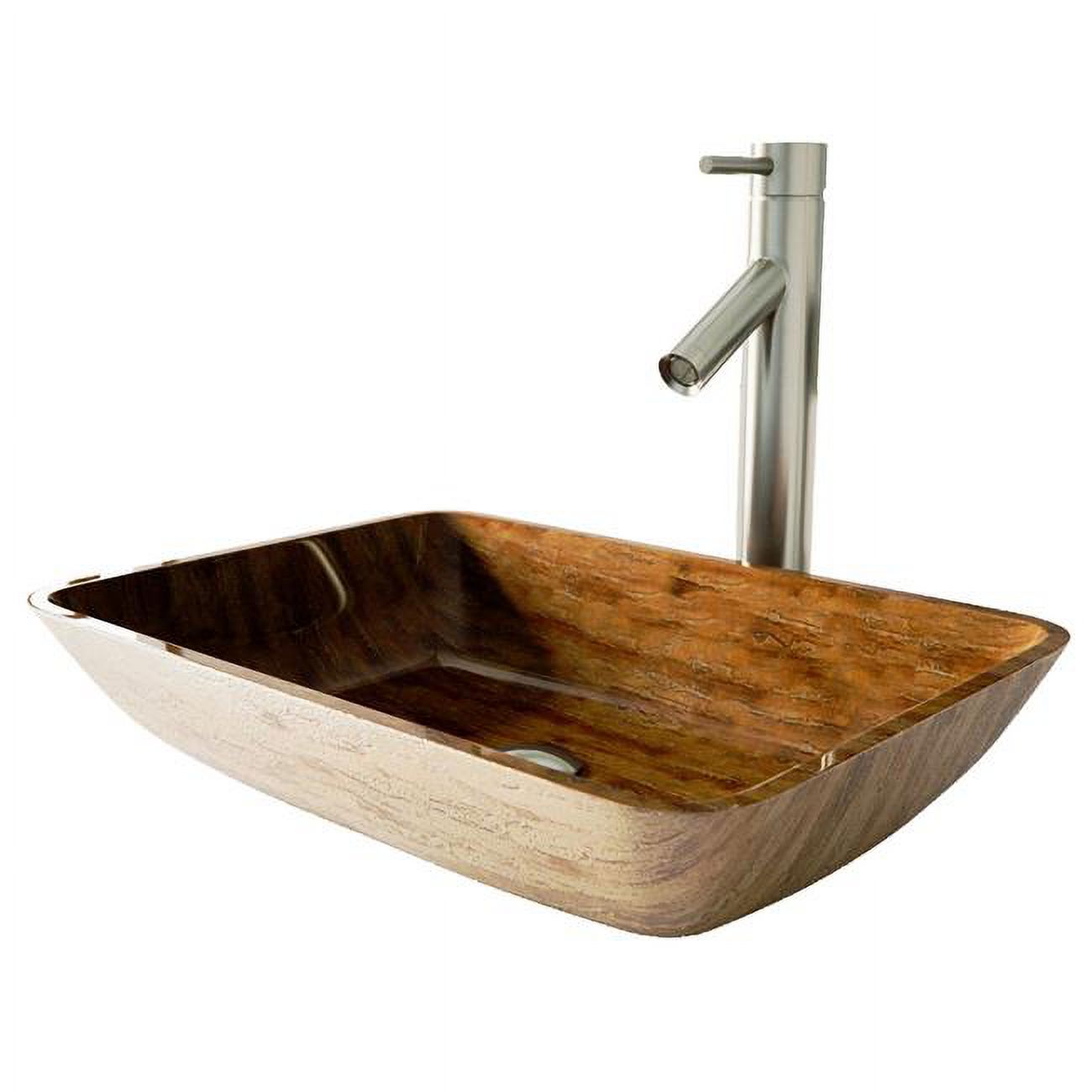 VIGO VGT1851 18 in. Rectangular Amber Sunset Glass Vessel Bathroom Sink ...