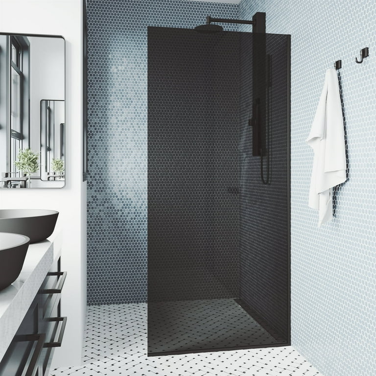 Zenith 34 in. x 74 in. Frameless Fixed Shower Screen in Stainless Steel with Clear Glass Zenith 34 in. x 74 in. Frameless Fixed Shower Screen in Stainless Steel with Clear Glass