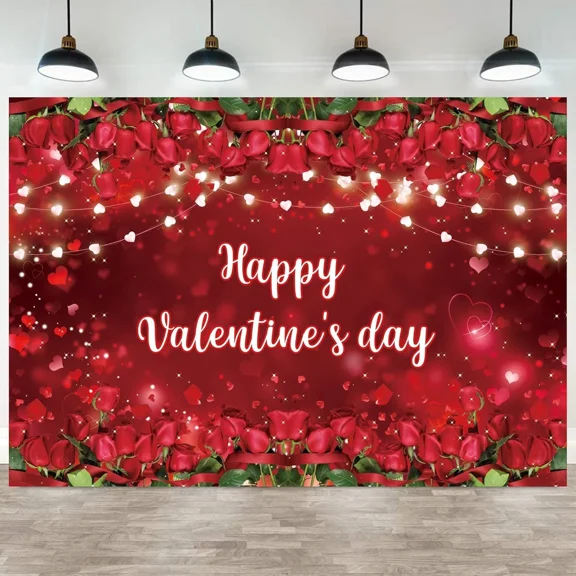 VIGOR- 7X5Ft Valentine'S Day Backdrop Red Roses Floral Love Valentines Theme Party...