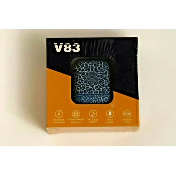 VIGOR- Brand New Crackle Bluetooth Hd Sound Quality Earbuds V83 With Charging Case Blue