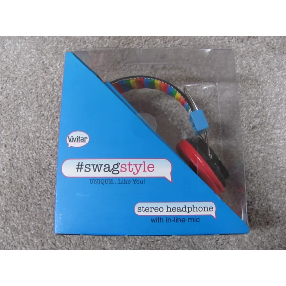 VIGOR- Brand New Vivitar Swagstyle Stereo Headphones With In-Line Mic (I Love Peace)