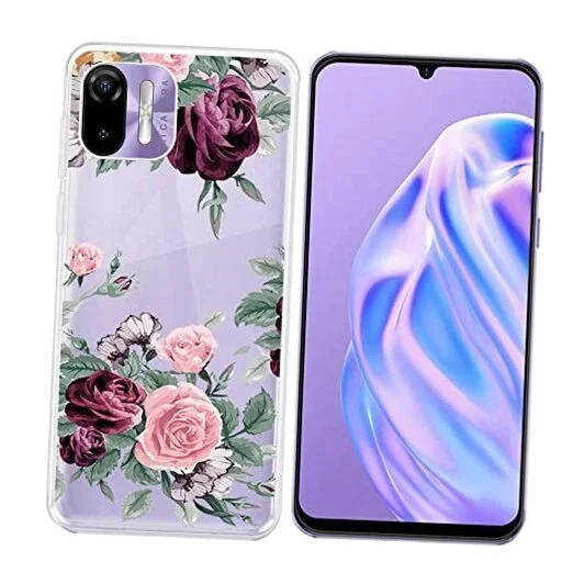 VIGOR- For Ulefone Note 6 [610] Case Soft Silicone Bumper Shell Transpar Red Rose Yq