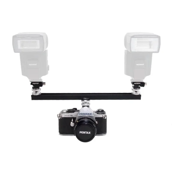 VIGOR- One Hiro Metal 12" Twin Flash Bracket Kit Two Metal Cold Shoe Adapters New