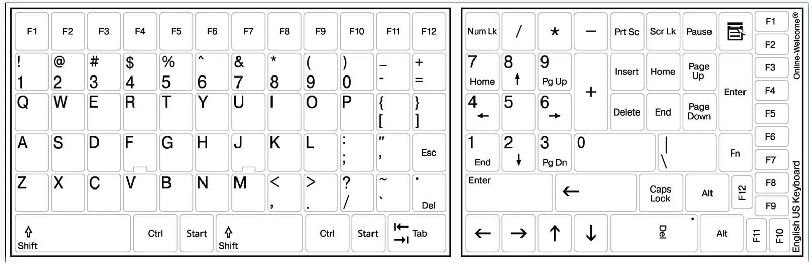 VIGOR- Replacement English Us Keyboard Sticker White F/Computer Laptop Online-Welcome
