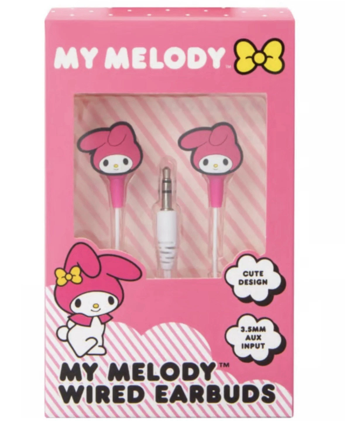 VIGOR- Sanrio Hello Kitty My Melody Wired Ear Buds 3.5Mm Aux Jack Built-In Mic New