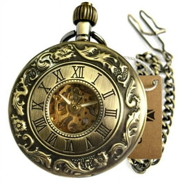 Vintage Retro Bronze Train Locomotive Steampunk Quartz Pocket Watch Women Men Necklace Pendant with Chain Birthday Gift Walmart