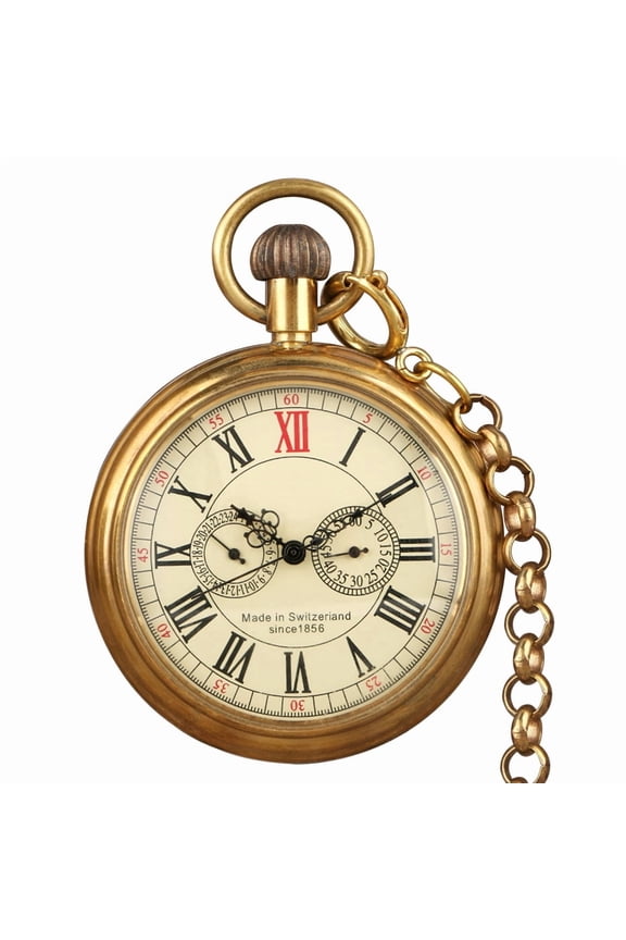 Luxury Mechanical Pocket Watch vintage FOB Chain Watch Pure Copper Handwind Men Women Gifts