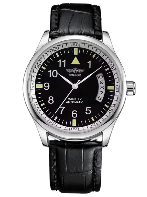 Mechanical Automatic Watch Men's Wristwatch AUTO Self-wind Date Leather Male Watches