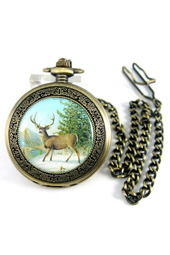 Mechanical Pocket Watch Classic Mens Full Hunter Hand-wind Fob Chain Watch