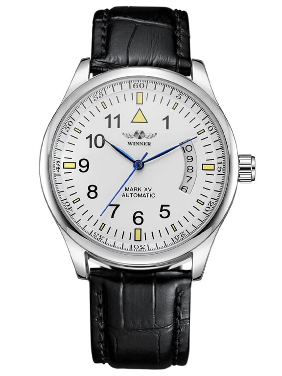 Men's Automatic Mechanical Watch Self-winding AUTO Sports Watches Leather Strap Date Wristwatch