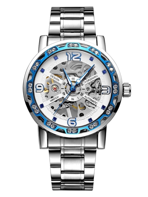 Men's Mechanical Watch Transparent Skeleton Wind Up Classical Male Watches