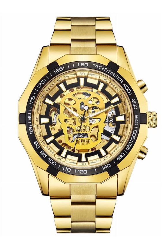 Men's Automatic Mechanical Watches Vintage Skull Skeleton Selfwinding Watch