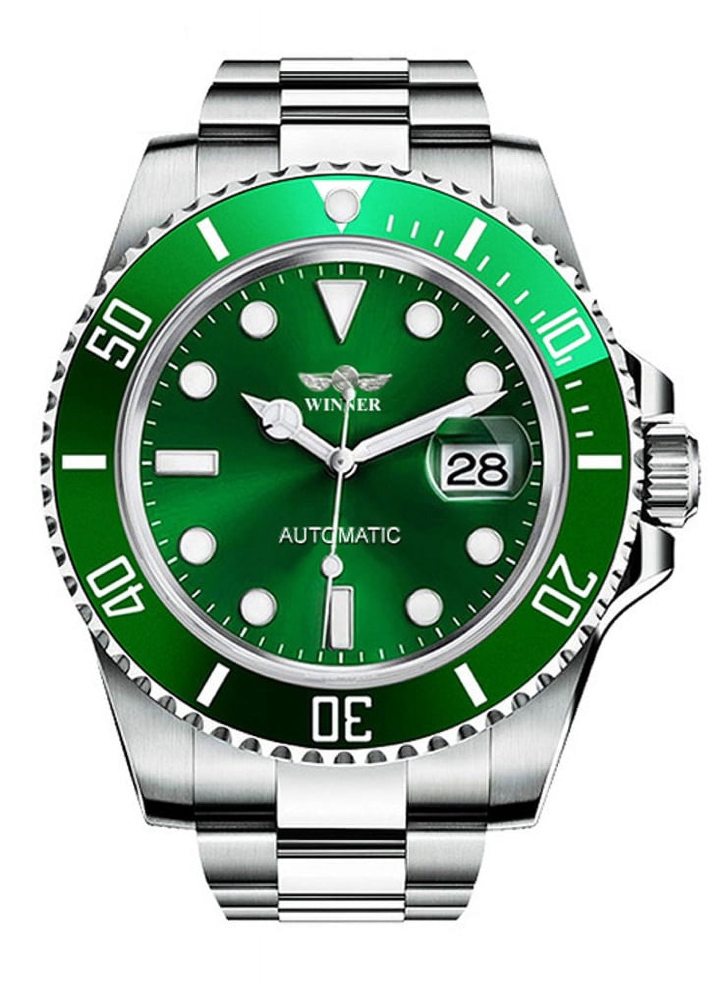 VIGOROSO Men's Watch Automatic Mechanical Watches Luxury Classic Business Sports Watch Stainless Steel Date Luminous AUTO Selfwind Wristwatch Men,Green Dial