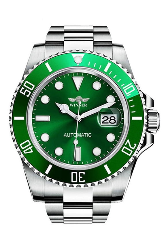 Men's Watch Automatic Mechanical Watches Luxury Classic Business Sports Watch Stainless Steel Date Luminous AUTO Selfwind Wristwatch Men,Green Dial