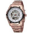 thumbnail image 1 of VIGOROSO Men's Automatic Mechanical Wrist Watch Skeleton Rose Gold Stainless Steel Watch, 1 of 5