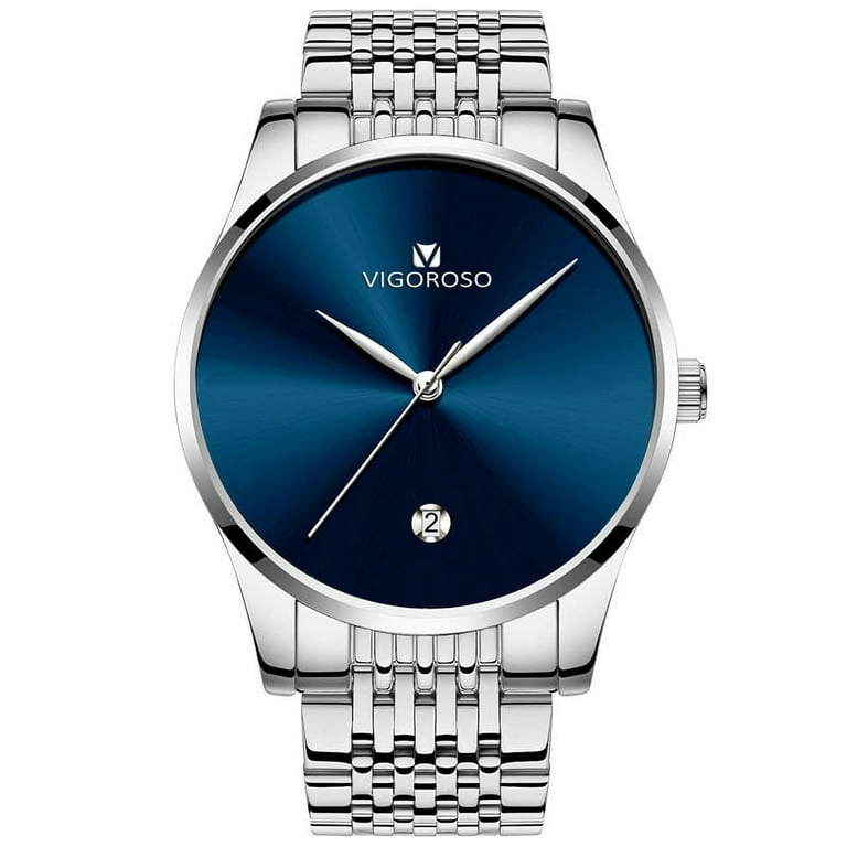 VIGOROSO Mens Watches Quartz AUTO Day Analog Watch Ultra Thin