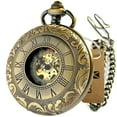 thumbnail image 1 of VIGOROSO Vintage Double Hunter Mechanical Pocket Watch 48mm Bronze Retro Classic Mens Pocketwatch Fob Chain Watch, 1 of 10